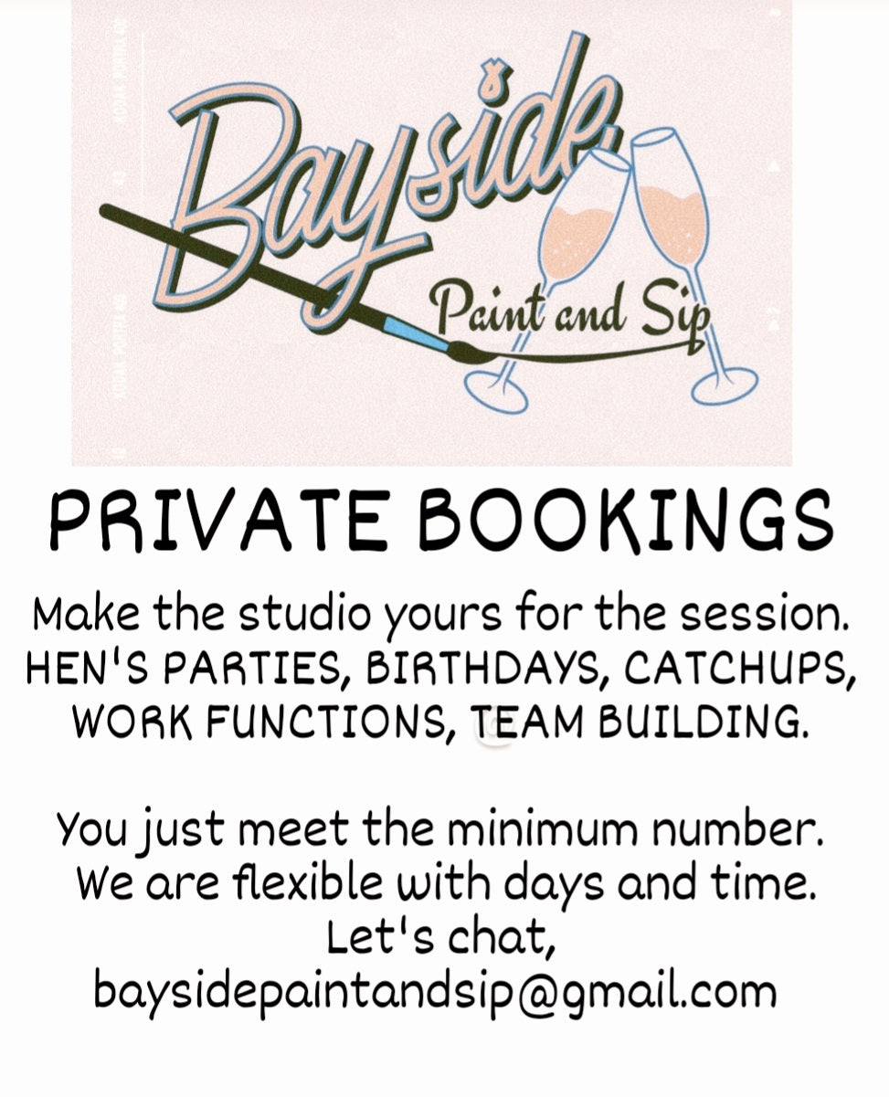 PRIVATE BOOKING - Elle's Group Friday 19th JULY 6pm - 8pm art TBA